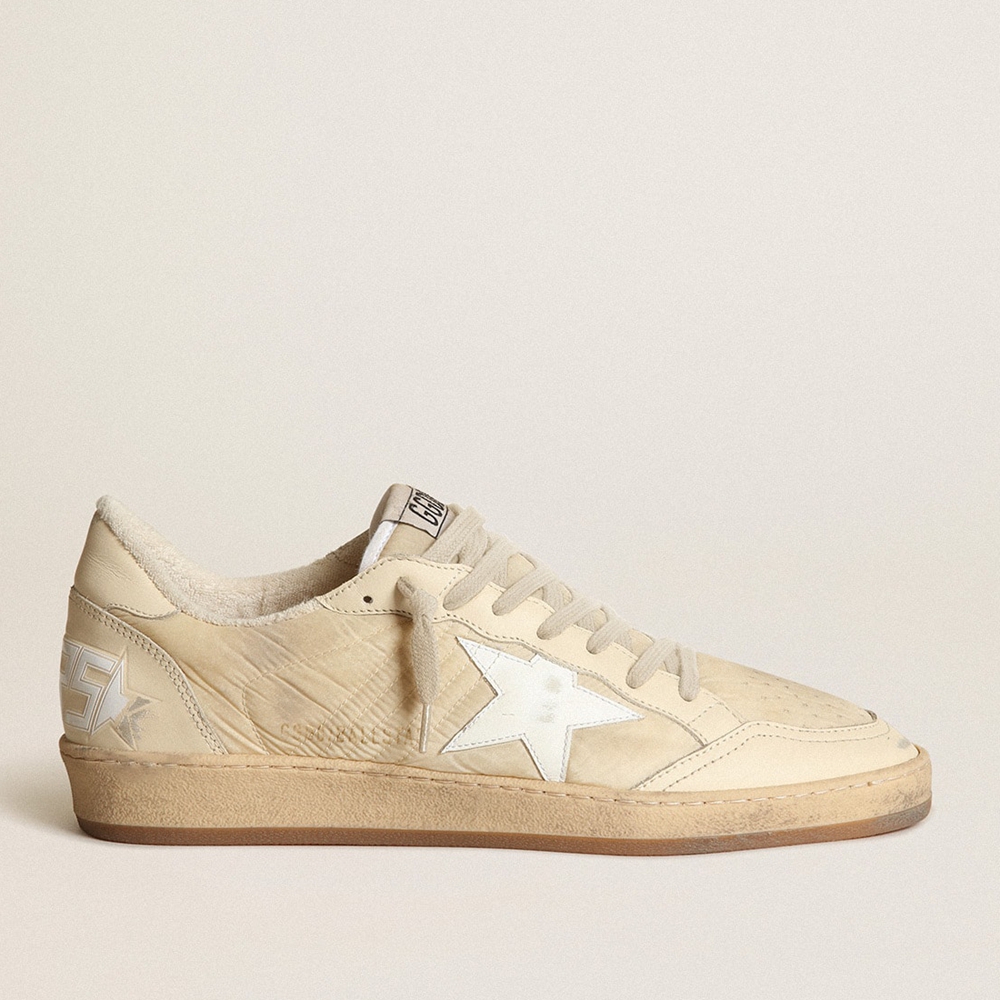 Golden Goose Men's Ball Star In White Nylon With White Star And Heel Tab GMF00117.F003256.11197
